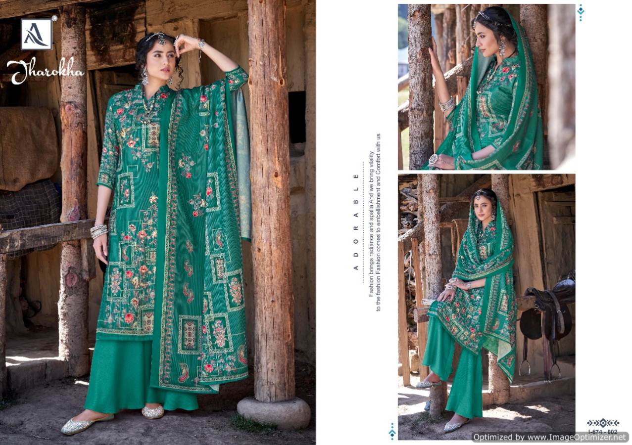 Alok Jharokha Pure Wool Pashmina Designer Party Wear Dress Material